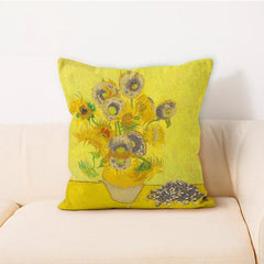 Linen Sunflower Starry Sky Ocean Throw Pillowcases, 17.7x17.7 in