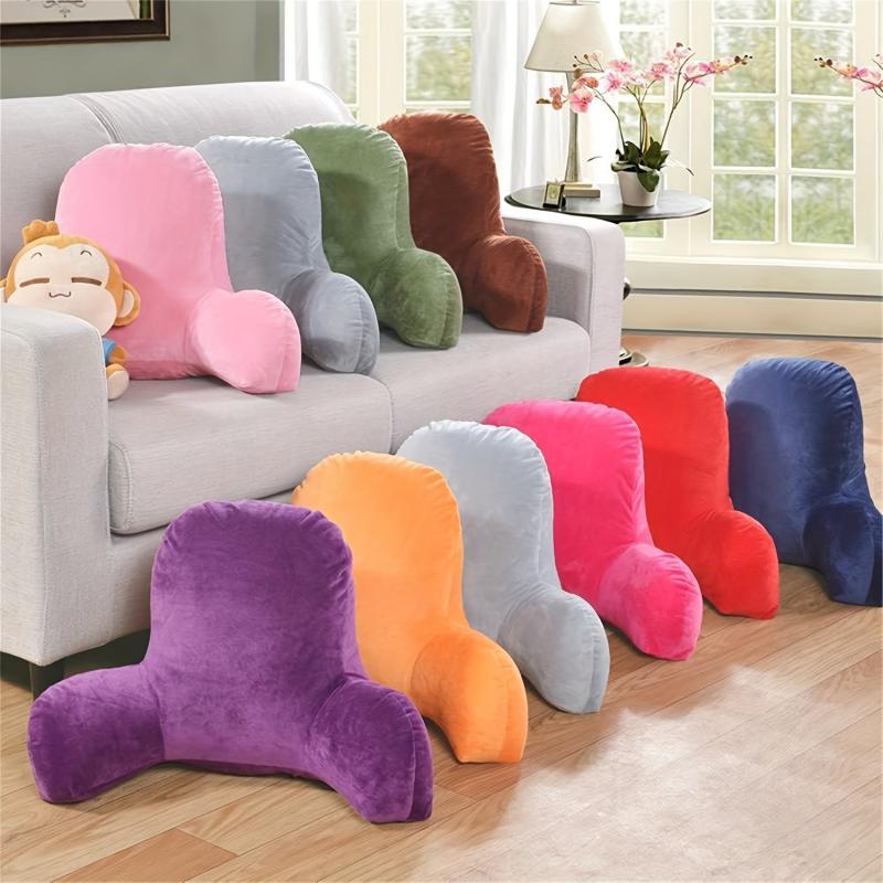 Solid Corduroy Cushion With Armrests and Back Pillow