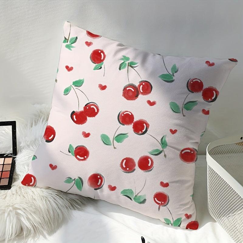 1pc Fruit Cherry Soft Printed Pillow Sofa Bedroom Living Room Car Waist Pillow