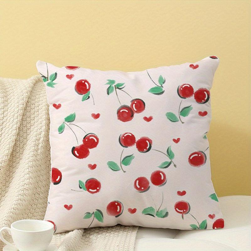 1pc Fruit Cherry Soft Printed Pillow Sofa Bedroom Living Room Car Waist Pillow
