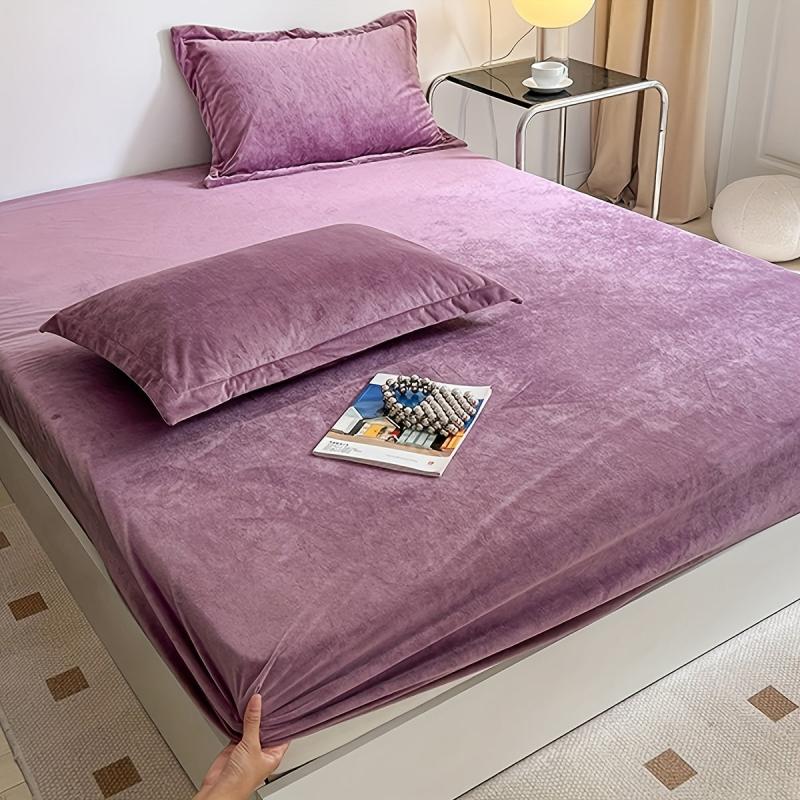 Soft Milk Velvet Fitted Sheet Warm Winter Bedding