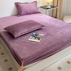 Soft Milk Velvet Fitted Sheet Warm Winter Bedding