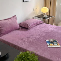 Soft Milk Velvet Fitted Sheet Warm Winter Bedding