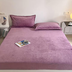 Soft Milk Velvet Fitted Sheet Warm Winter Bedding