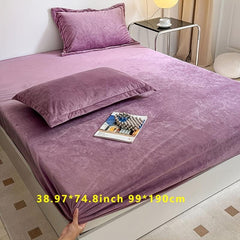 Soft Milk Velvet Fitted Sheet Warm Winter Bedding