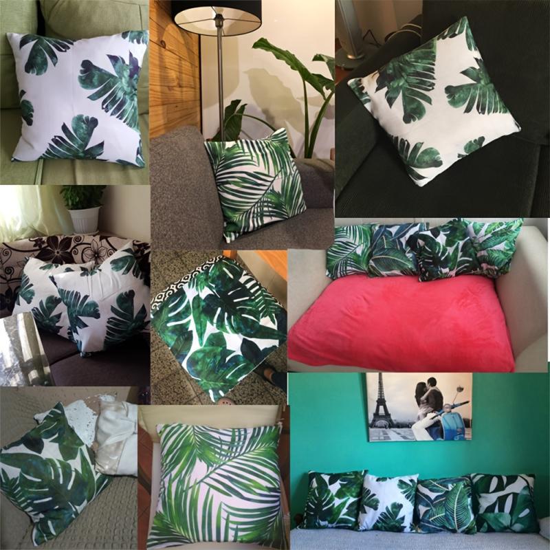 Tropical Rain Forest Green Leaves Cactus Pillow Case