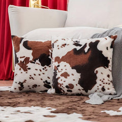 Cow Pattern Flannel Throw Pillow Covers