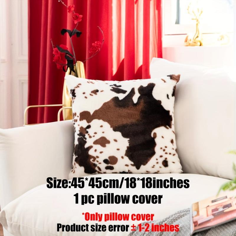 Cow Pattern Flannel Throw Pillow Covers