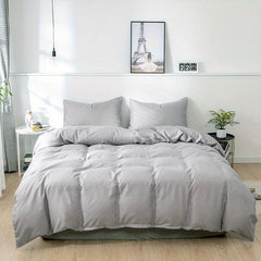 3pc Brushed Microfiber Duvet Cover Set Solid Bedding Zipper Closure