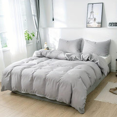 3pc Brushed Microfiber Duvet Cover Set Solid Bedding Zipper Closure