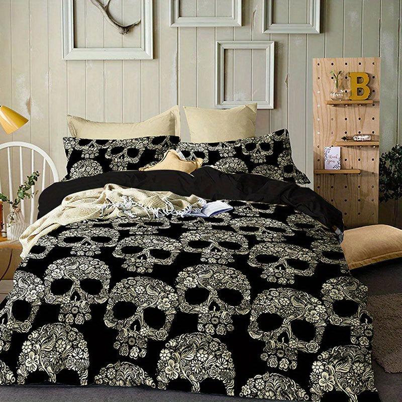 3pcs Gothic Skull Print Bedding Set Duvet Cover