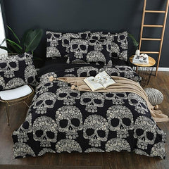 3pcs Gothic Skull Print Bedding Set Duvet Cover