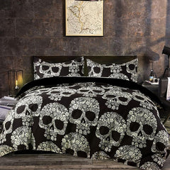 3pcs Gothic Skull Print Bedding Set Duvet Cover