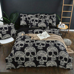 3pcs Gothic Skull Print Bedding Set Duvet Cover