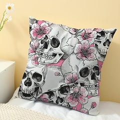 Plum Blossom Skull Head Soft Throw Pillow for Home Decor