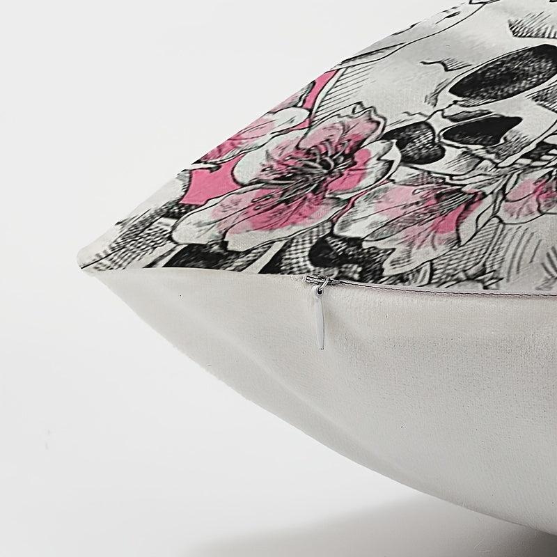 Plum Blossom Skull Head Soft Throw Pillow for Home Decor