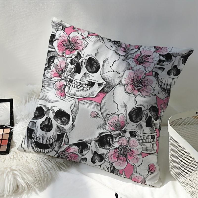 Plum Blossom Skull Head Soft Throw Pillow for Home Decor