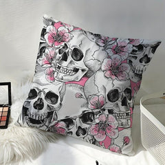 Plum Blossom Skull Head Soft Throw Pillow for Home Decor