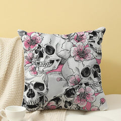 Plum Blossom Skull Head Soft Throw Pillow for Home Decor