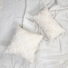Embroidered Beige Pillow Cover Soft and Cozy Fabric Bedroom Guest Room