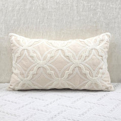 Embroidered Beige Pillow Cover Soft and Cozy Fabric Bedroom Guest Room
