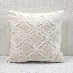 Embroidered Beige Pillow Cover Soft and Cozy Fabric Bedroom Guest Room