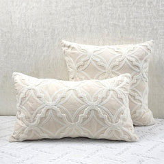 Embroidered Beige Pillow Cover Soft and Cozy Fabric Bedroom Guest Room