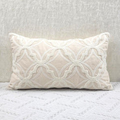 Embroidered Beige Pillow Cover Soft and Cozy Fabric Bedroom Guest Room