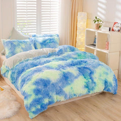 Y2K Tie Dye Plush Duvet Cover Set 3pcs Soft & Warm Bedding