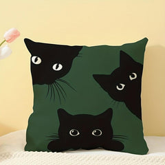 Three Cat Linen Printed Pillowcase for Sofa Bedroom Living Room Bed Chair