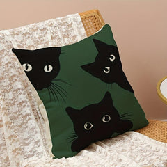 Three Cat Linen Printed Pillowcase for Sofa Bedroom Living Room Bed Chair
