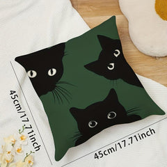 Three Cat Linen Printed Pillowcase for Sofa Bedroom Living Room Bed Chair