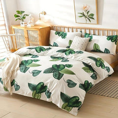 Leaf Print Duvet Cover Set Soft & Comfortable Bedding for Bedroom