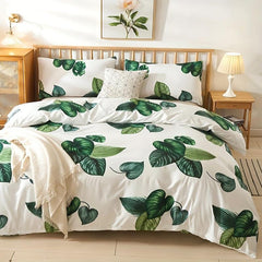 Leaf Print Duvet Cover Set Soft & Comfortable Bedding for Bedroom