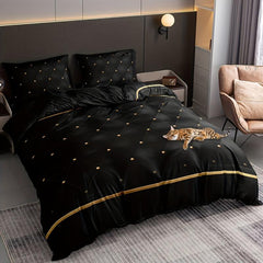 3pc Cat Printed Bedding Set Duvet Cover 2 Pillowcase No Pillow Core