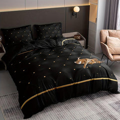 3pc Cat Printed Bedding Set Duvet Cover 2 Pillowcase No Pillow Core