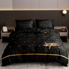 3pc Cat Printed Bedding Set Duvet Cover 2 Pillowcase No Pillow Core