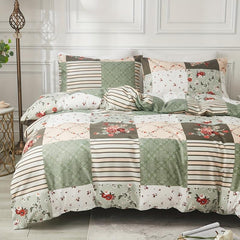 3pcs Plaid Floral Print Duvet Cover Set Soft Comfortable Bedding