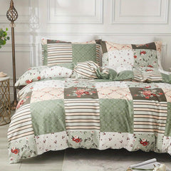 3pcs Plaid Floral Print Duvet Cover Set Soft Comfortable Bedding