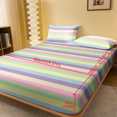 Soft Striped Brushed Fitted Sheet Bedding Mattress Cover