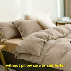 3pcs Soft and Breathable Duvet Cover Set Button Closure
