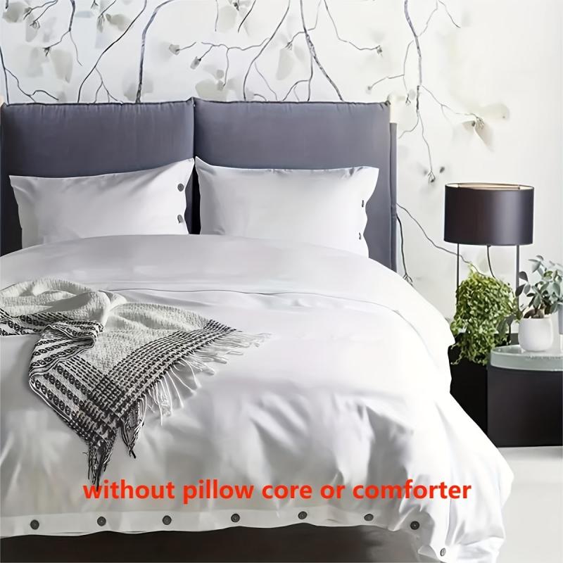 3pcs Soft and Breathable Duvet Cover Set Button Closure
