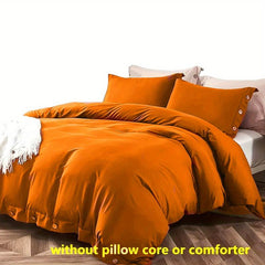 3pcs Soft and Breathable Duvet Cover Set Button Closure