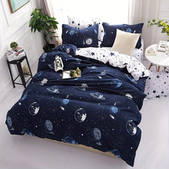 Cartoon Star Universe Planets Duvet Cover Set Soft and Breathable Design