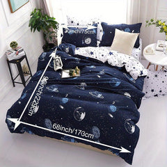 Cartoon Star Universe Planets Duvet Cover Set Soft and Breathable Design