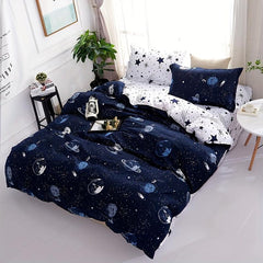 Cartoon Star Universe Planets Duvet Cover Set Soft and Breathable Design