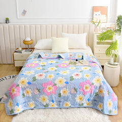 Fresh Flower Pattern Summer Quilt for Bedroom Sofa Office