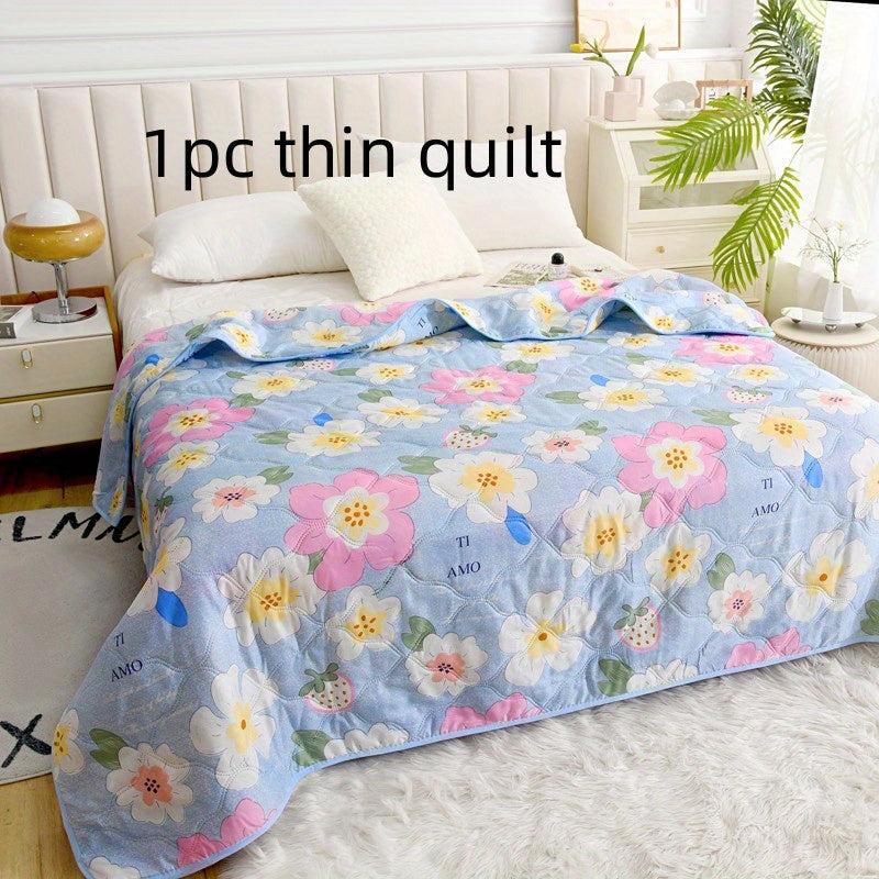 Fresh Flower Pattern Summer Quilt for Bedroom Sofa Office