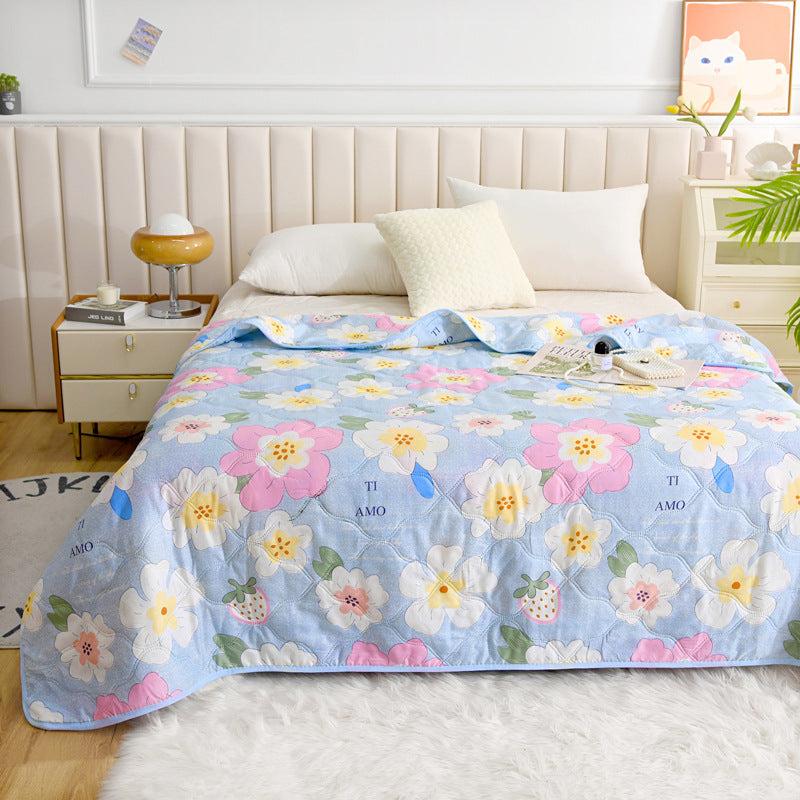 Fresh Flower Pattern Summer Quilt for Bedroom Sofa Office