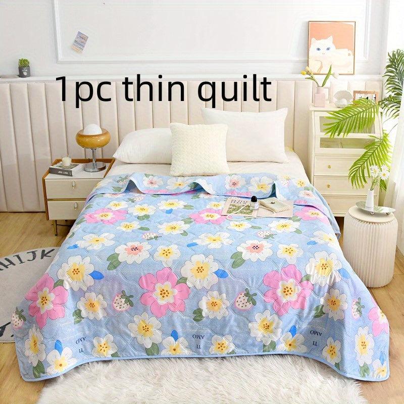 Fresh Flower Pattern Summer Quilt for Bedroom Sofa Office
